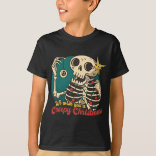 We Wish You A Creepy Christmas Pajama Funny Skelet T-Shirt