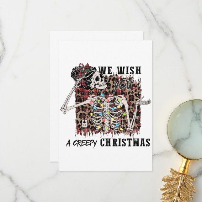 We Wish You A Creepy Christmas Skeleton Meme Thank You Card (Front/Back In Situ)