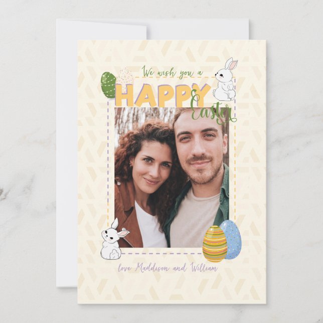 We wish you a Happy Easter Photo Family Holiday Card (Front)