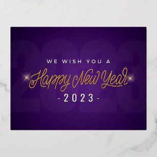 WE WISH YOU A HAPPY NEW YEAR 2023 FOIL HOLIDAY POSTCARD