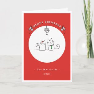 We Wish You A Meowy Christmas Cat Red Non-Photo Holiday Card