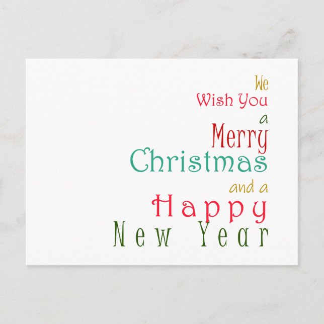 We Wish You a Merry Christmas and a Happy New Year Holiday Postcard (Front)