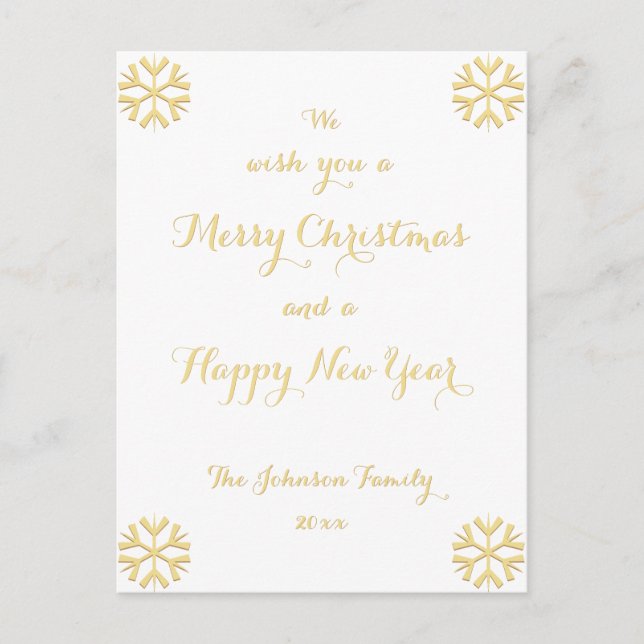 We Wish You a Merry Christmas and a Happy New Year Holiday Postcard (Front)