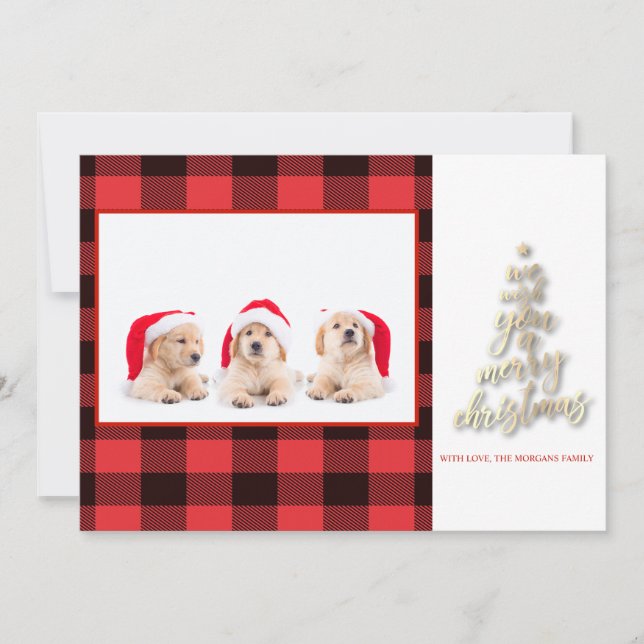 We Wish You A Merry Christmas Buffalo Plaid Photo (Front)