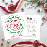 We Wish You A Merry Christmas Calendar Holiday Card<br><div class="desc">We Wish You a Merry Christmas and a Happy New Year classic red and green Christmas Design features the phrase “We Wish You a Merry Christmas & a Happy New Year in red and green. Your family or company name is customisable and can be edited from the product page. Use...</div>