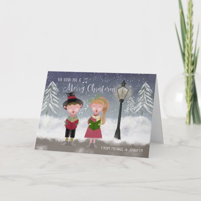 We Wish You a Merry Christmas Carolers Card (Front)