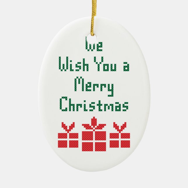 We Wish you a Merry Christmas Ceramic Tree Decoration (Front)