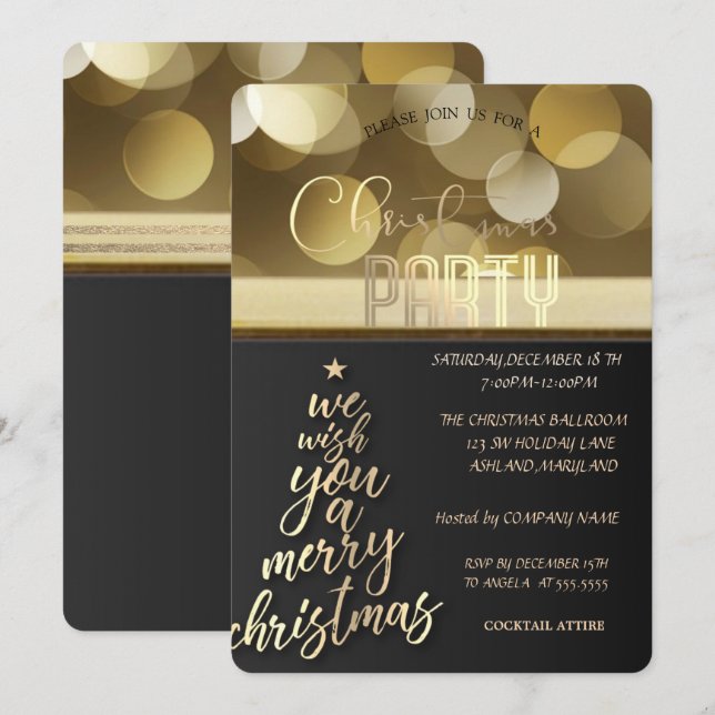 We Wish You A Merry Christmas,Christmas Tree Party Invitation (Front/Back)