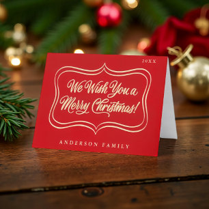 We wish you a Merry Christmas Classic Gold Frame Holiday Card