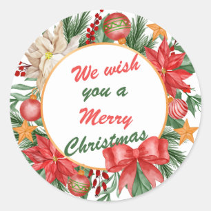 We Wish You A Merry Christmas Classic Round Sticker