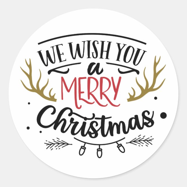We Wish You A Merry Christmas Classic Round Sticker (Front)