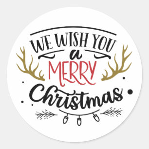 We Wish You A Merry Christmas Classic Round Sticker