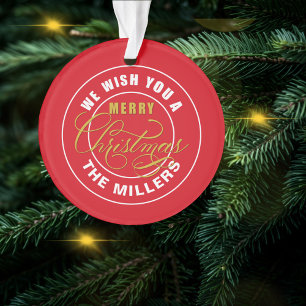 We Wish You a Merry Christmas Custom Name Ornament