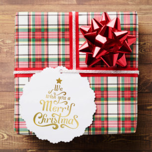 We wish you a merry Christmas foil cute photo Tree Decoration Card