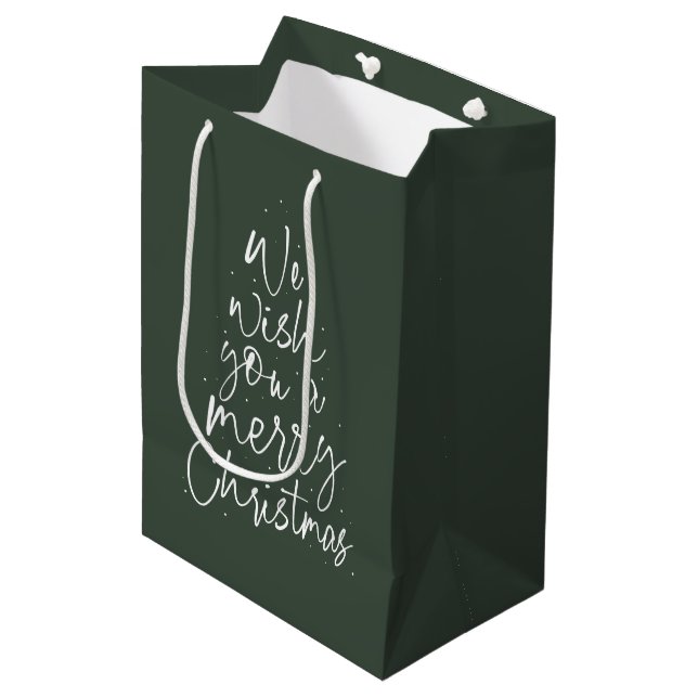 We wish you a merry Christmas fun green holiday Medium Gift Bag (Front Angled)