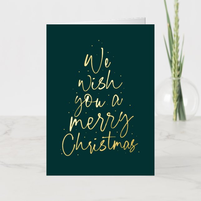 We wish you a Merry Christmas gold nonphoto Foil Greeting Card (Front)