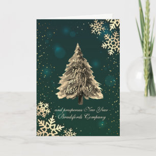 We Wish You A Merry Christmas,Gold Pine Tree Holiday Card