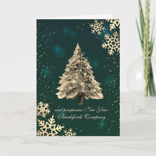 We Wish You A Merry Christmas,Gold Pine Tree Stars Holiday Card
