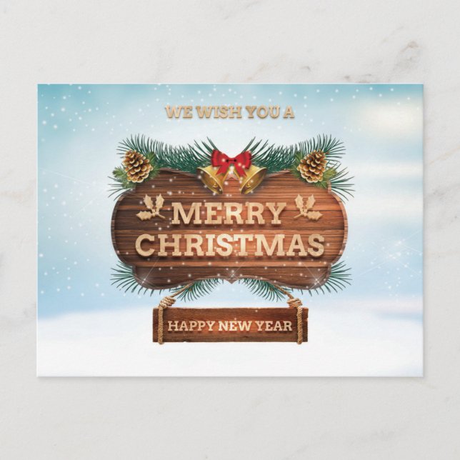 We wish you a merry christmas happy new year postcard (Front)