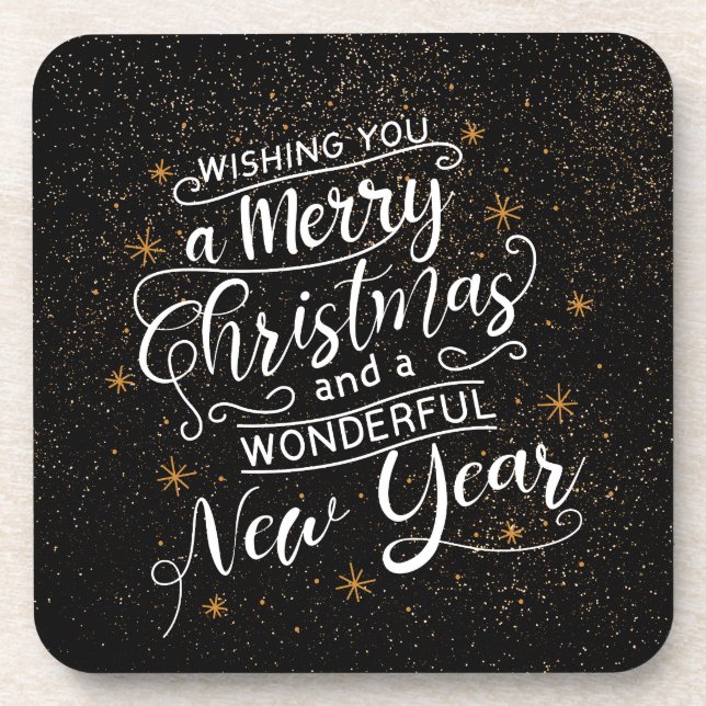 We Wish You A Merry Christmas Holiday Greetings Coaster (Front)