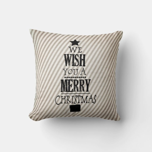 We Wish You a Merry Christmas Holiday Pillow (Front)