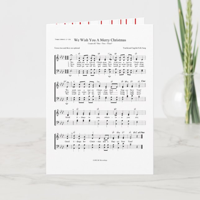 We Wish You A Merry Christmas Music Minimalist Holiday Card (Front)