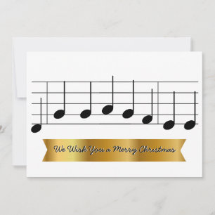 We Wish You a Merry Christmas Music Note Gold Song Holiday Card
