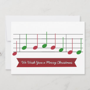 We Wish You a Merry Christmas Music Note Red Green Holiday Card