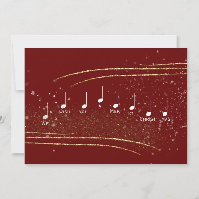 We Wish You a Merry Christmas Music Notes Red Gold (Front)