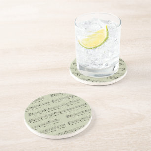 We Wish You a Merry Christmas Musical Light Green Coaster