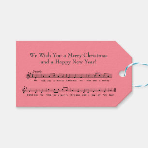 We Wish You a Merry Christmas Musical, Pink Gift Tags