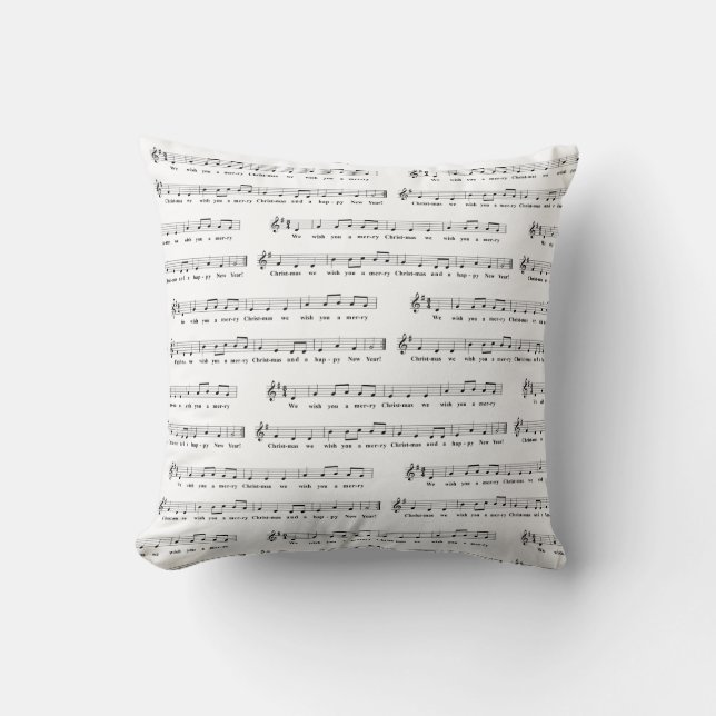 We Wish You a Merry Christmas Musical White Cushion (Front)