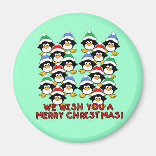 WE WISH YOU A MERRY CHRISTMAS PENGUINS MAGNET