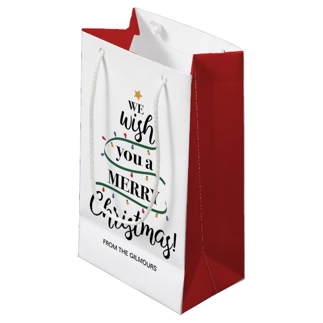 We wish you a Merry Christmas Personalised Small Gift Bag (Front Angled)