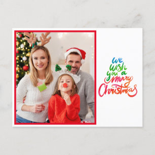We Wish You a Merry Christmas Photo Script Postcard