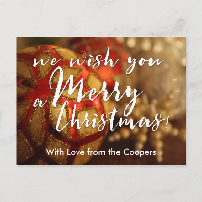 We Wish You a Merry Christmas Photo Typography Holiday Postcard (Front)