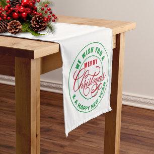 We Wish You A Merry Christmas Red and Green Medium Table Runner