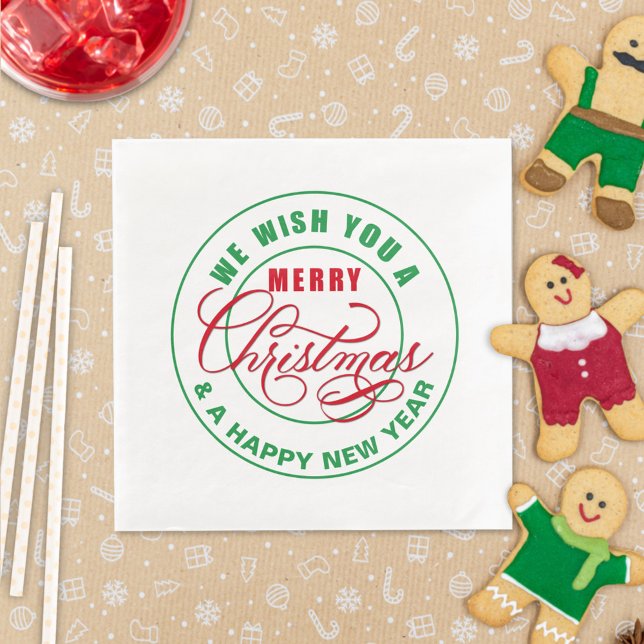 We Wish You A Merry Christmas Red and Green Napkin (Creator Uploaded)