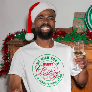We Wish You a Merry Christmas Red and Green T-Shirt