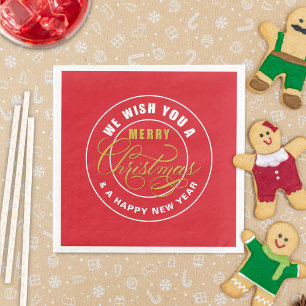 We Wish You a Merry Christmas Red  Napkin