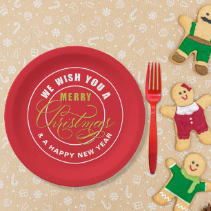We Wish You a Merry Christmas Red Paper Plate
