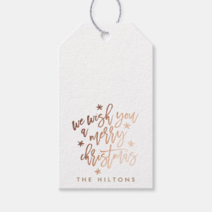 We Wish You A Merry Christmas Rose Foil Gift Tags