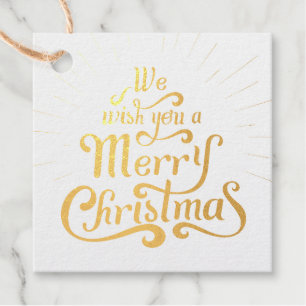 We Wish You a Merry Christmas Script Gold Favour Tags