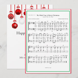 We Wish You A Merry Christmas Sheet Music Holiday Card