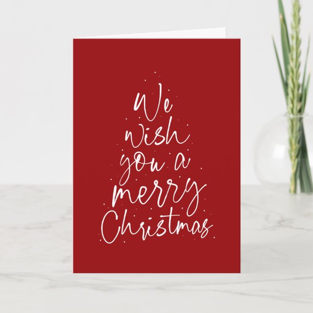 We wish you a merry Christmas simple red nonphoto Holiday Card (Front)