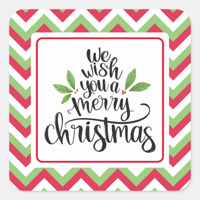 We wish you a merry christmas square sticker (Front)