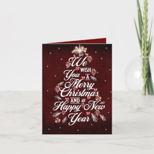 We Wish You A Merry Christmas Tree Burgundy Card