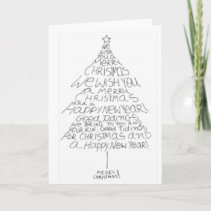 "We wish you a Merry Christmas" tree calligram Holiday Card