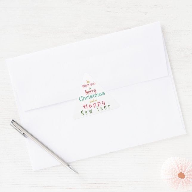 "We Wish You a Merry Christmas"  Triangle Sticker (Envelope)