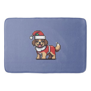 We wish you a merry christmas with cute dog santa  bath mat